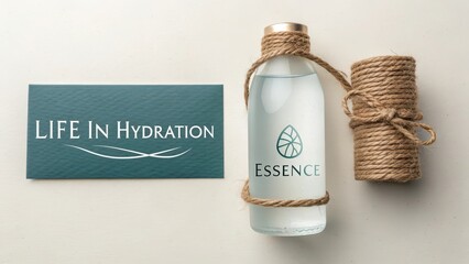 Refreshing Water Bottle with Natural Twine and Branding Elements