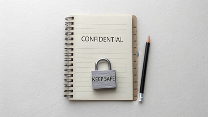 Secure Note with Confidential Label and Safety Padlock on Table