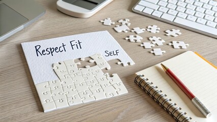 Self-Respect and Personal Growth Puzzle Concept on a Desk Surface