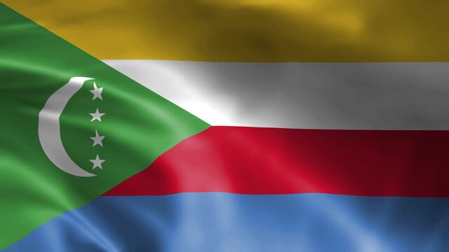 waving flag of comoros in gentle wind with detailed fabric texture symbolizing national pride and unity