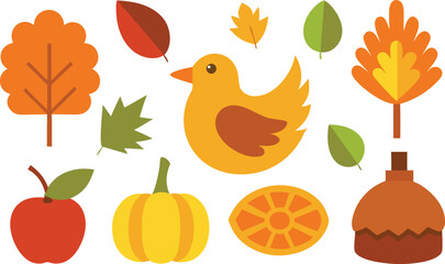 Autumn thanksgiving harvest icons collection festive fall symbols vector eps scalable illustration