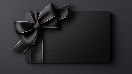 Black gift card design with black ribbon and copy space, discount event concept template