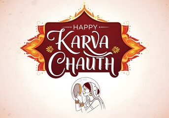 Karva Chauth festival celebration design with traditional woman and decorative elements for holiday event poster