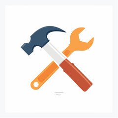 Handyman's essentials: Hammer and wrench in a simplified graphic design