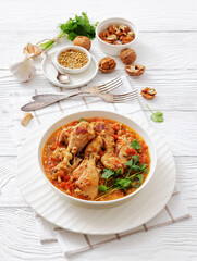 Chakhokhbili, Georgian chicken stew in a bowl