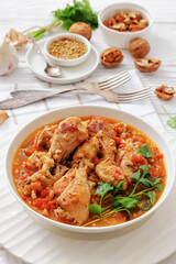 Chakhokhbili, Georgian chicken stew in a bowl