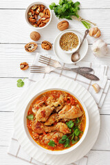 Chakhokhbili, Georgian chicken stew in a bowl