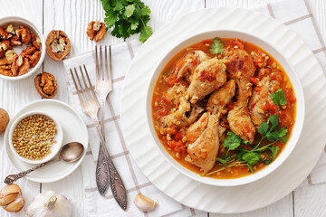 Chakhokhbili, Georgian chicken stew in a bowl