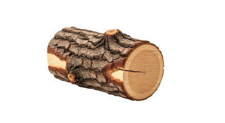 Small log isolated on white background, piece of wood for fireplace or craft