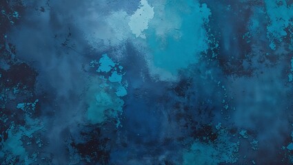 an abstract, textured background featuring a predominantly blue color palette. The surface appears to have a rough, weathered texture with various shades of blue ranging from deep navy to lighter turq