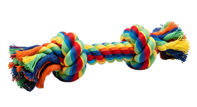 Colorful Dog Rope Toy for Small Pets, Isolated on White Background, Realistic PNG, Pet Accessories Product, Studio View, Playful Concept