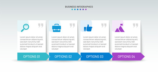Obraz premium Progress bar featuring 4 arrow-shaped elements, symbolizing the four stages of business strategy and progression. Clean timeline infographic design template. Vector for mobile presentation.