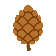 Fir cone. Hand drawn trendy flat style isolated. Natural winter and Christmas element. Ideal for holiday cards, stickers, menus, apps, posters forest themes, seasonal decoration. Vector illustration