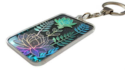 Futuristic holographic charm of botanical elegance cut out on PNG. AI GENERATED.