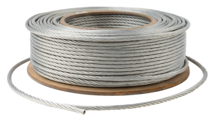 Durable tension wire rope cut out on PNG. AI GENERATED.
