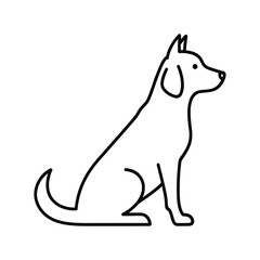 Simple line art illustration of a sitting dog in profile view