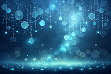 Enchanted Sapphire Glow: A Luminous Abstract Background with Sparkling Bokeh and Cascading Light Orbs