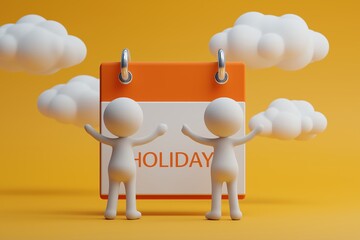 Two people celebrating a holiday in front of a calendar