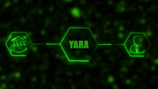 YARA green Neon Business Network Connection Animation. background  