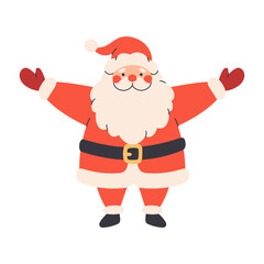 Cute funny Santa Claus character. Hand drawn Christmas character. Flat vector illustration on white background
