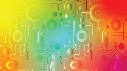 Abstract Circuit Board Gradient Background in Vibrant Colors for Technology and Innovation