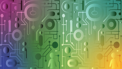 Abstract Technology Pattern with Gradients, Lines, and Circles Background Design
