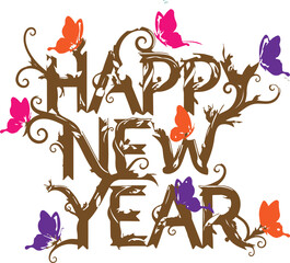 vector illustration of an abstract floral background with new year wish