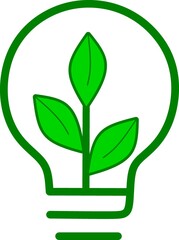 A modern logo that unites nature and innovation. The leaf inside the light bulb symbolizes clean technology, energy efficiency, and eco-friendly solutions