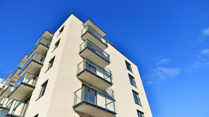 Modern elements in  contemporary  architecture. Architectural details of a modern apartment building.