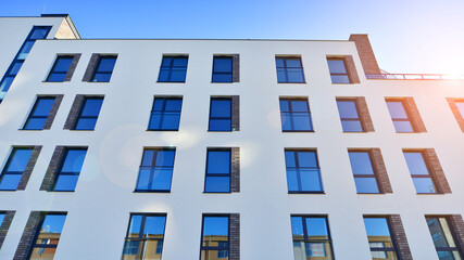 Modern elements in  contemporary  architecture. Architectural details of a modern apartment building.