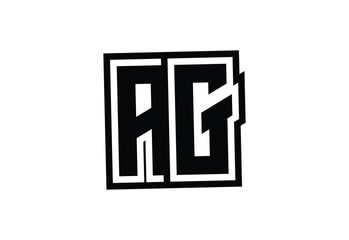 AG Modern Monogram Logo Design with Bold Geometric Shape and Minimal Frame.