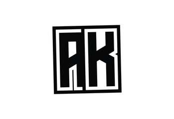 AK Modern Monogram Logo Design with Bold Geometric Shape and Minimal Frame.