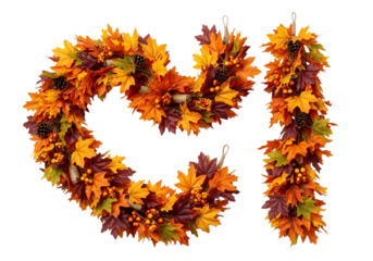 Autumn leaf wreath and garland decoration set