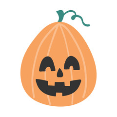Cute spooky pumpkin lantern. Clipart. Halloween design. Vector illustration