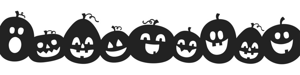 Halloween pumpkin lanterns banner. Vector illustration