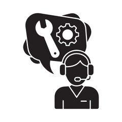 Black Monochrome Vector Icon Technical Support Customer Service Communication