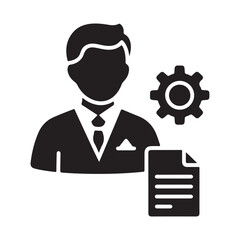 Modern Flat Design Icon of Professional Man with Gear and Document