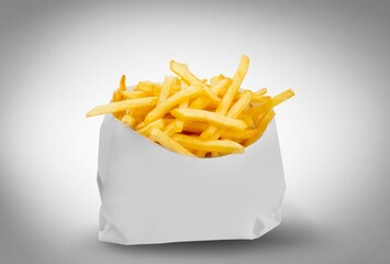 Fried hot crispy strips french fry in a Bucket