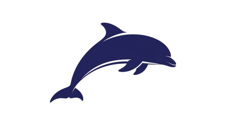 Fototapeta premium Navy blue dolphin leaping gracefully on a white background in minimalist style