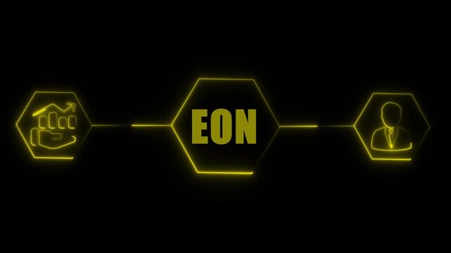 EON yellow Neon Business Network Connection Animation. background  