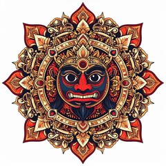 Intricate face mandala with transparent background