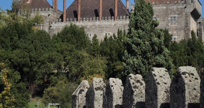 City ramparts and the Palace of the Dukes of Braganza, Guimaraes, Portugal.