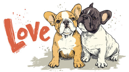 Fototapeta premium Adorable Vector Illustration of Cute Dogs with Love Theme