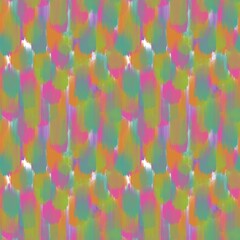 Seamless abstract textured pattern. Pink, green, orange, lime lines on white. Digital brush strokes. Design for textile fabrics, wrapping paper, background, wallpaper, cover. Illustration.