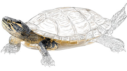 Freshwater Testudine Turtle with Bony Shell Vector Graphic