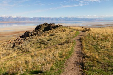 Dooley Knob trail on Antelope Island State Park, Utah
