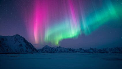 Northern lights aurora borealis landscape photography of night sky with stars and mountains view scene on transparent background