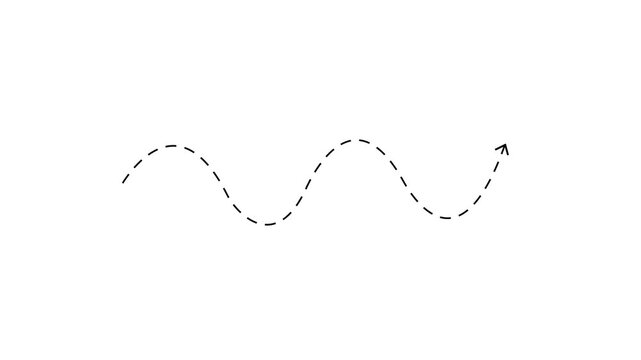 Hand Drawn Dashed Wavy Arrow on White Background Keywords: arrow, wave, curve, dashed line, drawn, hand drawn, illustration, simple, white background, isolated, direction, movement, progress