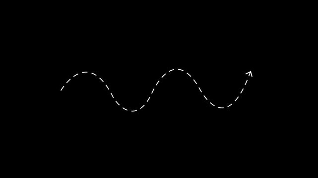 Hand Drawn Dashed Wavy Arrow on White Background Keywords: arrow, wave, curve, dashed line, drawn, hand drawn, illustration, simple, white background, isolated, direction, movement, progress