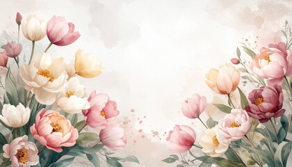 beautiful colorful flowers border frame background with copy space, graphic resource